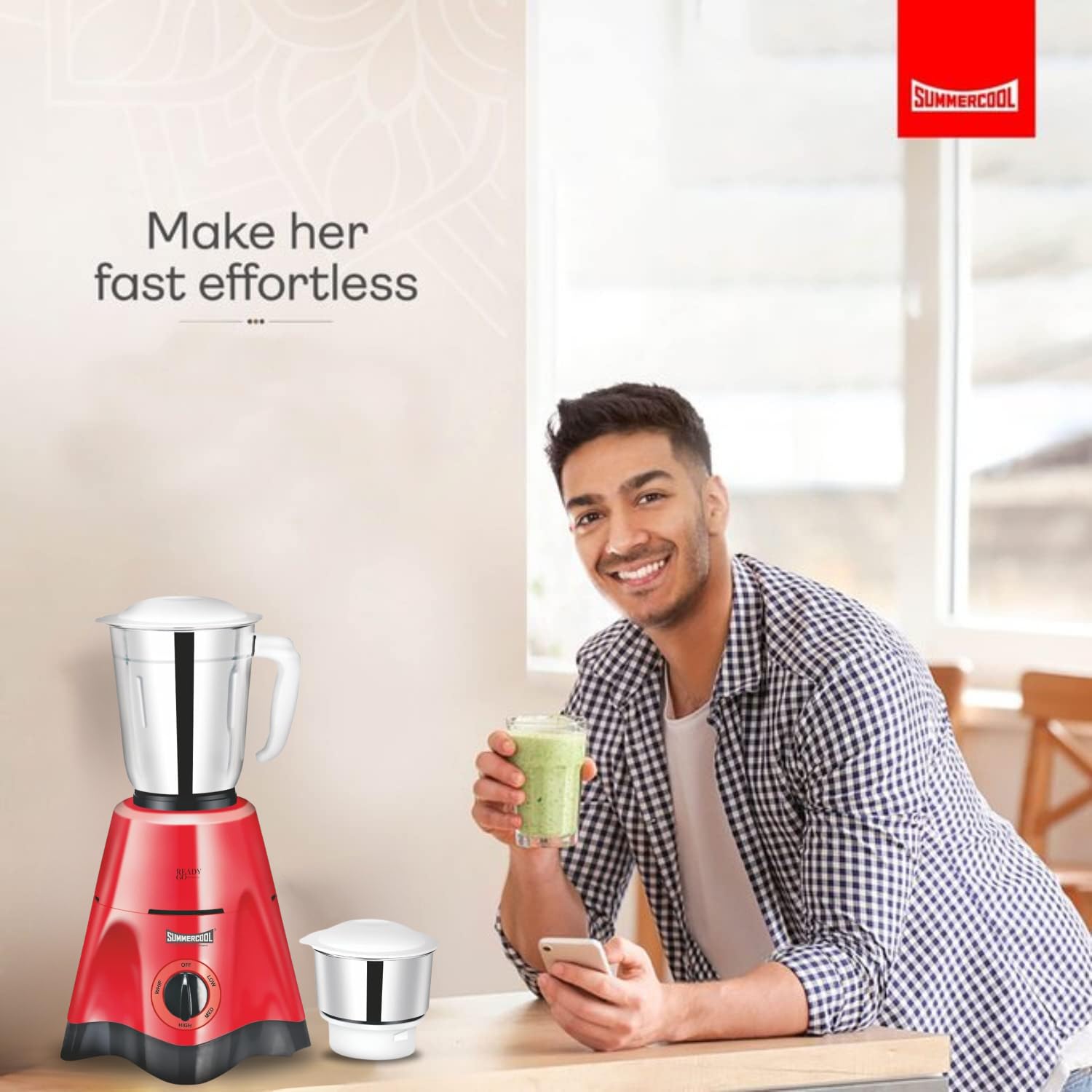 Summercool Ready Go 450W Mixer Grinder | 2 Jars 308 SS