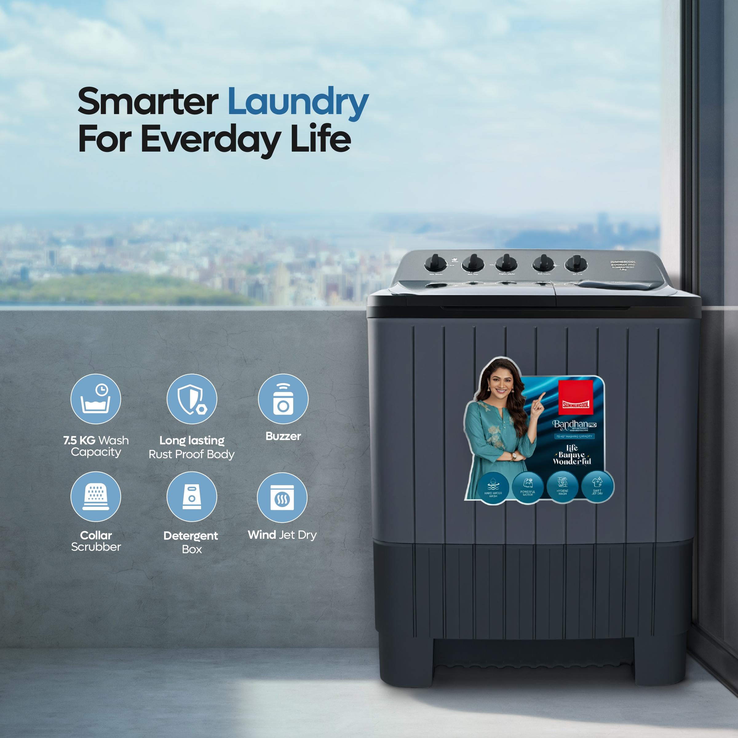 Summercool Bandhan Pro Semi Automatic Washing Machine