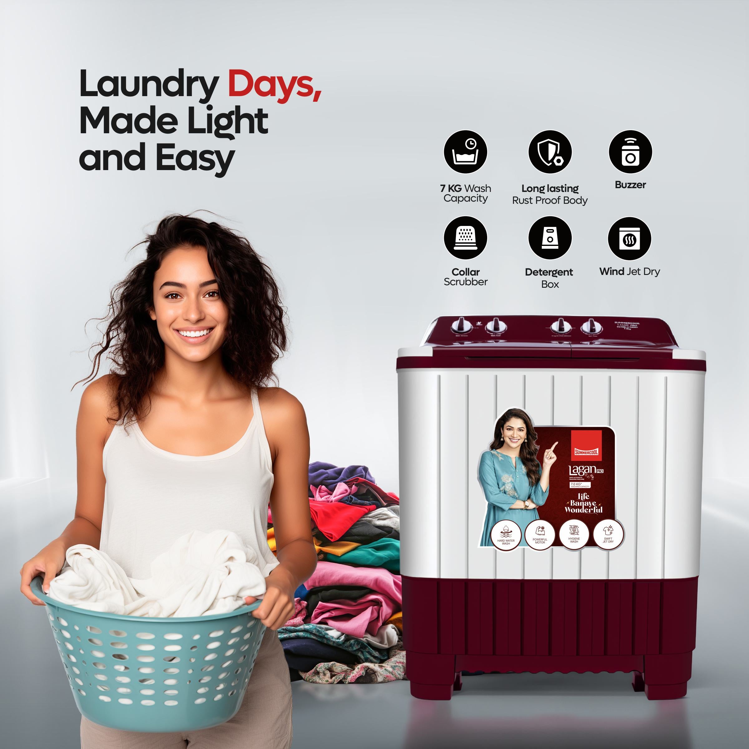 Summercool Lagan Pro Semi Automatic Washing Machine